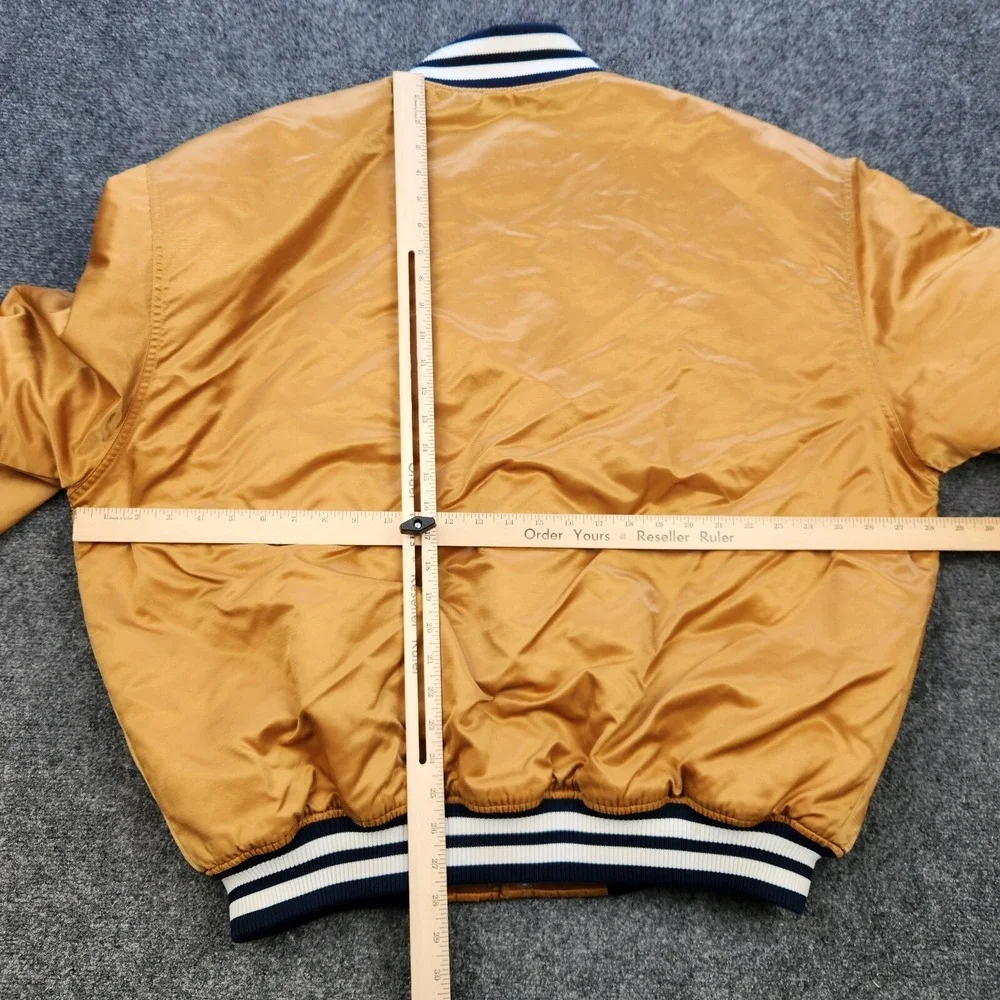 Vintage STARTER New‎ York Yankees Jacket Mens 2XL MLB Satin Bomber Yellow Gold.